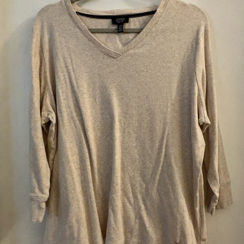Beige V-Neck Sweater